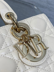 DIOR 25S SMALL LADY D-JOY 22 IN BEIGE LAMBSKIN GOLD HARDWARE