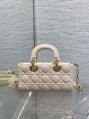DIOR 25S SMALL LADY D-JOY 22 IN BEIGE LAMBSKIN GOLD HARDWARE