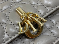 DIOR 25S DIOR TALK PHONE POUCH 21 IN DIRTY LILAC CANNAGE LAMBSKIN GOLD HARDWARE