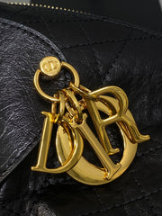 DIOR 25S MEDIUM VOYAGE BAG 28 IN BLACK FLAT MACROCANNAGE GRAINED GLOSSY CALFSKIN