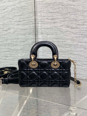 DIOR 25S MICRO LADY D-JOY 19 IN BLACK CALFSKIN GOLD HARDWRE