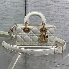 DIOR 25S MICRO LADY D-JOY 19 IN IVORY CALFSKIN GOLD HARDWRE