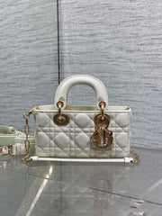 DIOR 25S MICRO LADY D-JOY 19 IN IVORY CALFSKIN GOLD HARDWARE