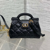 DIOR 25S JOLIE TOP HANDLE MINI BAG 18 IN BLACK CALFSKIN GOLD HARDWARE