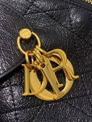 DIOR 25S VOYAGE BAG 34 IN BLACK FLAT MACROCANNAGE GRAINED GLOSSY CALFSKIN