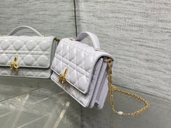 DIOR 25S DIOR TALK PHONE POUCH 21 IN PALE LILAC CALFSKIN GOLD HARDWARE