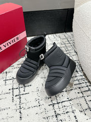 VIV' UP ANKLE BOOTS IN BLACK TECHNICAL FABRIC FLEECE LINING