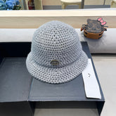 KNITTED BUCKET HAT IN STEEL GRAY WOOL 413396