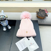 WOOL BEANIE WITH POM POM LIGHT PINK 435047