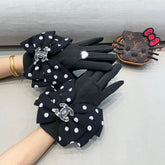 GLOVES IN BLACK MIX WHITE WOOL 454573