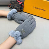 GLOVES IN SHARK GRAY WOOL WITH RABBIT FUR 458522