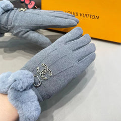 GLOVES IN SHARK GRAY WOOL WITH RABBIT FUR 458522