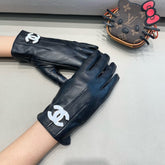GLOVES IN BLACK LAMBSKIN WITH WHITE LOGO 462412