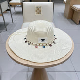 WIDE BRIM HAT MODEL 652186 IN WHITE WOVEN STRAW