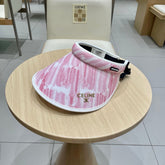 VISOR HAT MODEL 652203 IN PINK AND WHITE FABRIC
