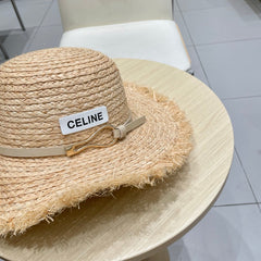 WIDE BRIM HAT MODEL 650421 IN NATURAL WITH BEIGE LEATHER STRAP RAFFIA STRAW