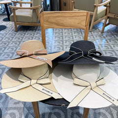 WIDE BRIM STRAW HAT WITH BOW BEIGE 672706