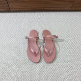 SL CRYSTAL BUCKLE THONG SANDAL LIGHT PINK SATIN