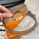 HM LUCK BELT GOLD BUCKLE & REVERSIBLE PEANUT BROWN LEATHER STRAP 38MM