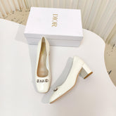 DIOR HIGH HEEL 55 MM 25S IN WHITE LAMBSKIN PEARL DETAILING