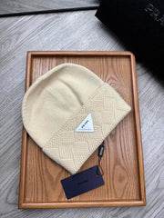 BEANIE HAT IN BISQUE BEIGE WOOL AND RABBIT FUR 436397