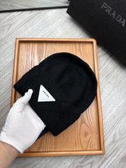 BEANIE HAT IN BLACK WOOL AND RABBIT FUR 436400