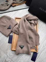 SET SCARF AND HAT IN MEDIUM BROWN WOOL AND RABBIT FUR 397406