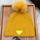 BEANIE HAT IN MUSTARD YELLOW WOOL 352365
