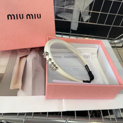 SILK HAIRBAND ATTACHED CRYSTAL LOGO WHITE 196475