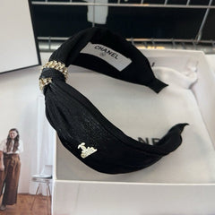 BLACK SILK AND FABRIC HAIRBAND 410877