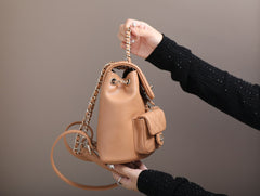 CHANEL 25S BACKPACK 21 CM IN LIGHT BROWN LAMBSKIN