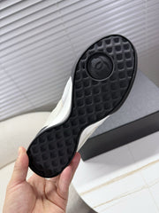 CHANEL 25S TRAINERS WHITE AND LIGHT CORAL IN CALFSKIN