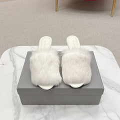 BALENCIAGA 25S HIGH HEEL SANDALS 65 MM IN WHITE LAMBSKIN AND FUR