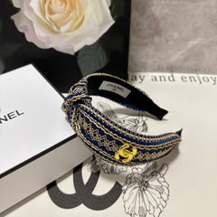 NAVY BLUE MIX LIGHT YELLOW FABRIC HEADBAND 168585