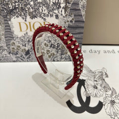 HAIRBAND IN RED FELT FABRIC DIAMOND-EMBELLISHED 230832