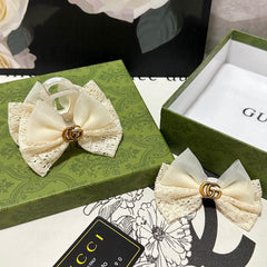 SET CLAW CLIP AND HAIR CLIP IN WARM WHITE LACE AND CHIFFON 355247