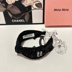 HEADBAND IN BLACK VELVET SEQUINS-EMBELLISHED 361159