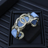 CC 25P IN DENIM-THREADED WIDE CHAIN GOLD METAL BRACELET