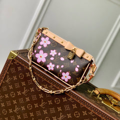 POCHETTE ACCESSOIRES 22 IN BROWN MONOGRAM CANVAS CHERRY BLOSSOM