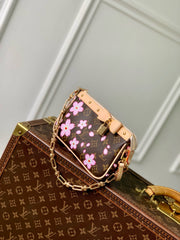 POCHETTE ACCESSOIRES 22 IN BROWN MONOGRAM CANVAS CHERRY BLOSSOM