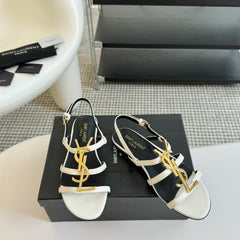 SL CASSANDRA TRIPLE SANDAL FLAT WHITE CALFSKIN