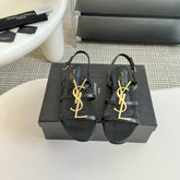 Yves SL Buckle Women Sandals Black Leather