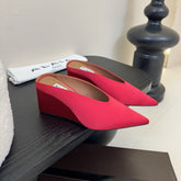 ALAIA HIGH MULES 25S IN RED SATIN