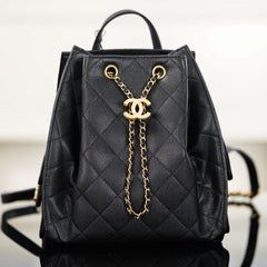 CHANEL 25S GRABRIELLE 23 CM IN BLACK LAMBSKIN WITH GOLD HARDWARE