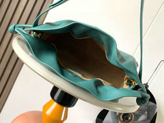 LOEWE 25S LARGE FLAMENCO CLUTCH BAG 30 IN DEEP TEAL CALFSKIN