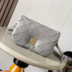 LOEWE 25S PUFFER GOYA BAG 20 IN LIGHT GRAY NAPPA LAMBSKIN
