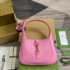 JACKIE SMALL SHOULDER BAG 27 IN PINK CRACKED LACQUER CALFSKIN GOLD HARDWARE