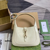 JACKIE SMALL SHOULDER BAG 27 IN WHITE CRACKED LACQUER CALFSKIN GOLD HARDWARE