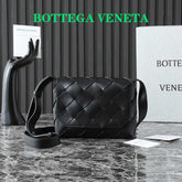 BOTTEGA VENETA 25S DIAGO 22 IN BLACK CALFSKIN PATENT SILVER HARDWARE