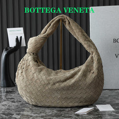 BOTTEGA VENETA 25S SMALL JODIE 48 IN MUTED TAUPE SUEDE GOLD HARDWARE